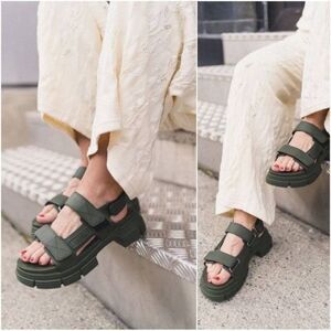 Ganni Size 38 US 8 Recycled Rubber Lug Sandal Chunky Green